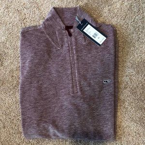 NWT Vineyard Vines Birdseye Solid 1/4 Zip - Crimson
